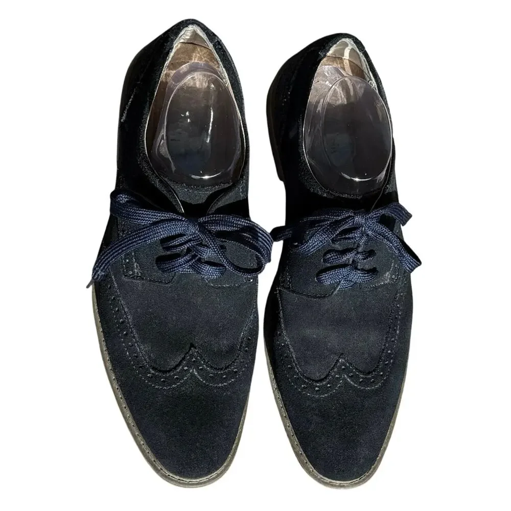 Calvin Klein mens sz US 11.5 blue suede shoes Greenwich oxfords lace up